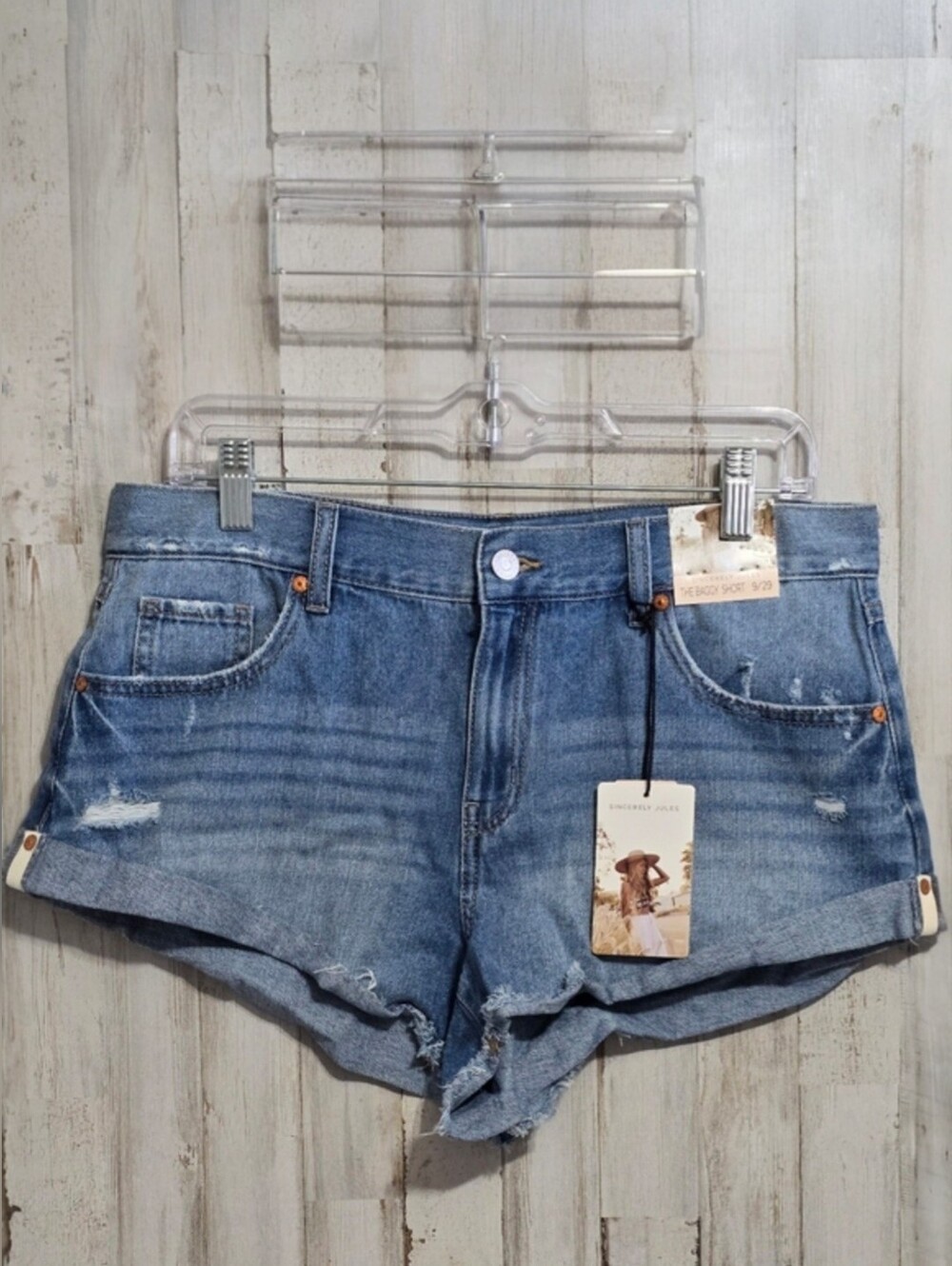 Sincerely Jules Size 9 29 Baggy Distressed Rolled Cuff Jean Short Rivet Detail
